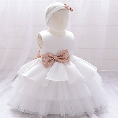 Baby One Year Old Full Moon European And American Girls Print Wedding Princess Dress