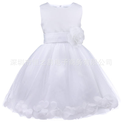 Luxury Girl Dress Flower Bow Belt