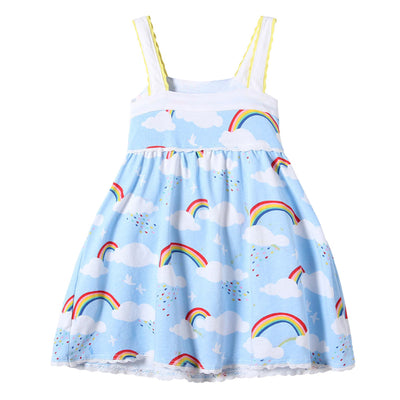 Rainbow cloud sling dress for children