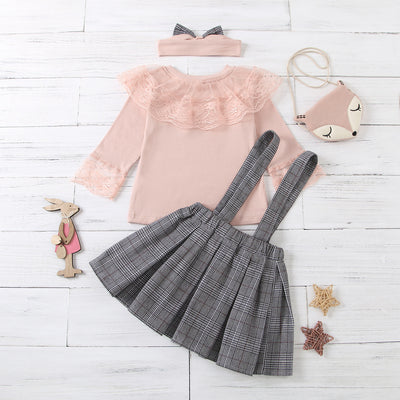 Sister and Brother Set of Bowknot Lace Culottes