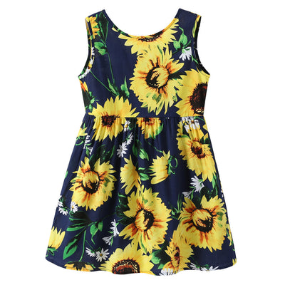 Sunflower Printing Dress For Girs