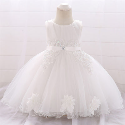 Girls embroidered lace princess dress