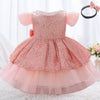 Baby One Year Old Full Moon European And American Girls Print Wedding Princess Dress