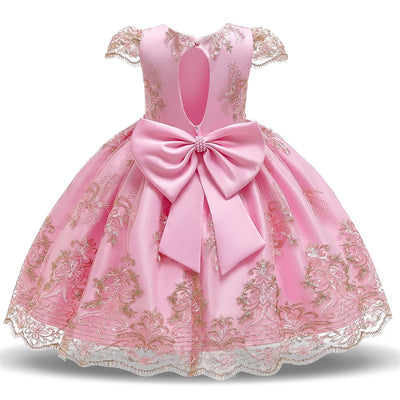 Soft lace short sleeve princess dress