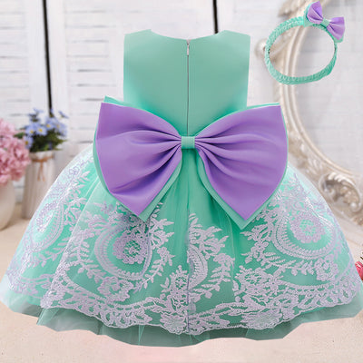 Baby One Year Old Full Moon European And American Girls Print Wedding Princess Dress