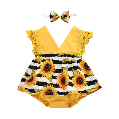 , Lace Wrapper For Newborn Baby, Sunflower Baby One-piece Romper