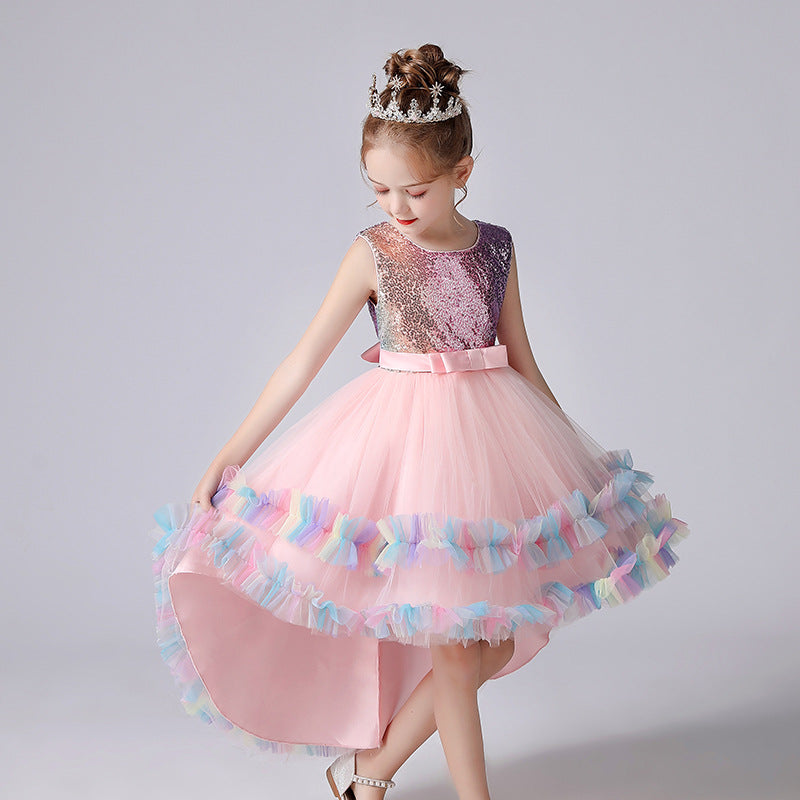 Female Lace Catwalk Flower Girl Dress Performance Costume